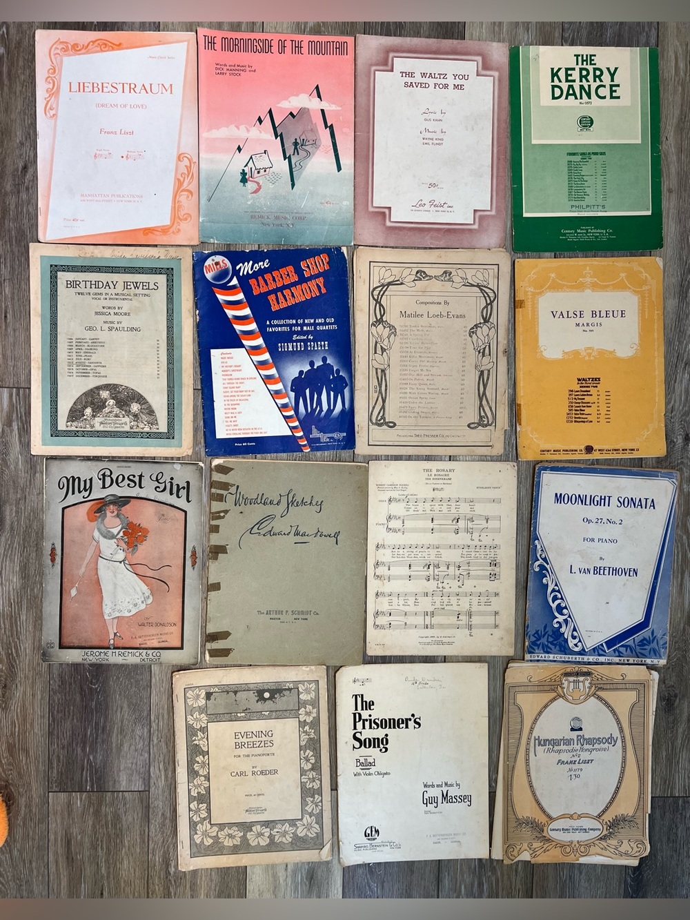 Vintage 15 Music Sheets for Piano